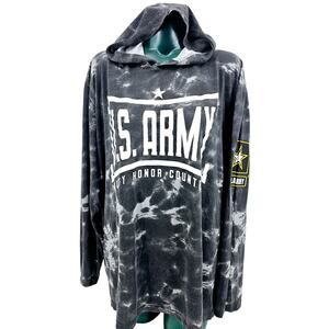 U.S. Army Grey Tie-Die Official Licensed Long Sleeve Hooded T-Shirt 2XL 3271